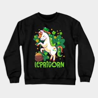 Unicorn Lepricorn St Patricks Day Leprechauns Girls Women Crewneck Sweatshirt